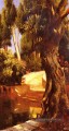 L’escalier sous les arbres Arabian peintre Rudolf Ernst